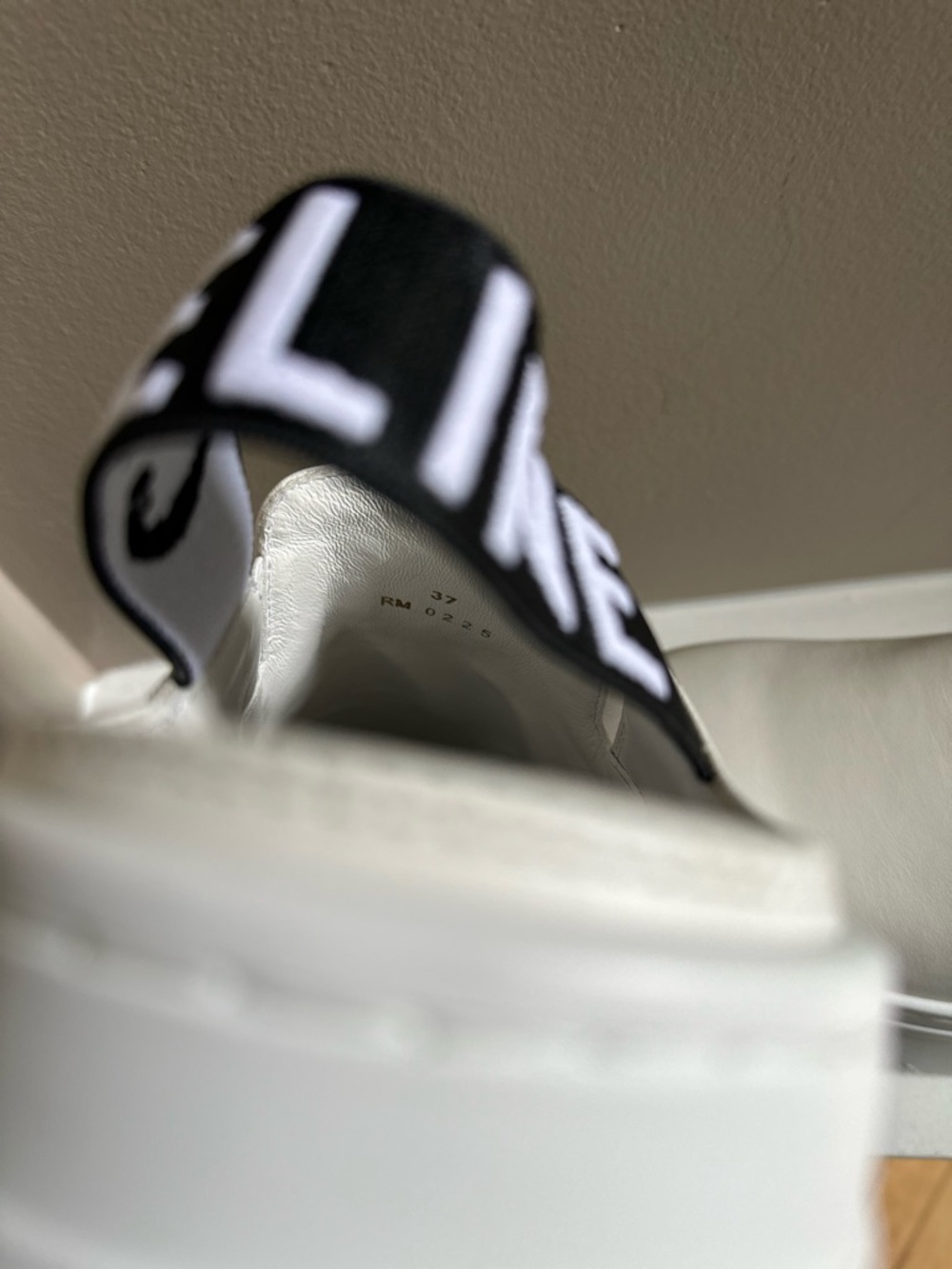 Celine White Leather Platform Slip-On with Black Logo Heel Strap - Picture 8 of 14